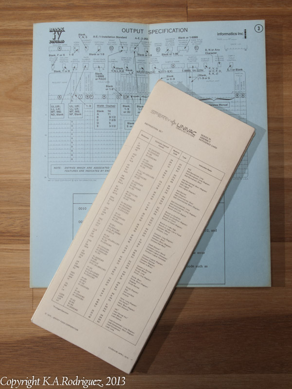 Reference Cards from other mainframe makers / products.